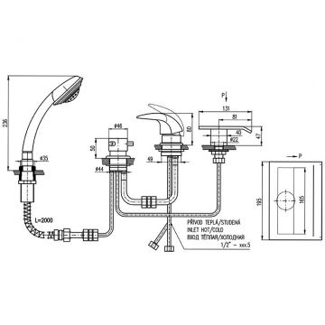 Смеситель на борт ванны Rav Slezak (Рав Слезак) Dunaj D470.5PZ, золото