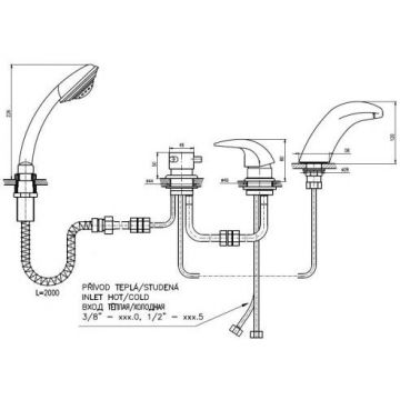 Смеситель на борт ванны Rav Slezak (Рав Слезак) Dunaj D471.5PZ, золото