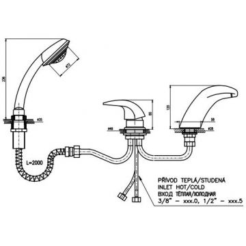Смеситель на борт ванны Rav Slezak (Рав Слезак) Dunaj D471.5YZ, золото