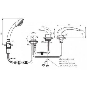 Смеситель на борт ванны Rav Slezak (Рав Слезак) Dunaj D472.5PZ, золото