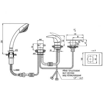 Смеситель на борт ванны Rav Slezak (Рав Слезак) Dunaj D473.5P, хром