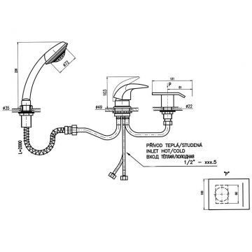 Смеситель на борт ванны Rav Slezak (Рав Слезак) Dunaj D473.5YZ, золото