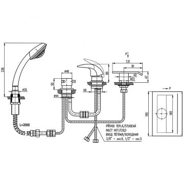 Смеситель на борт ванны Rav Slezak (Рав Слезак) Dunaj D474.5PZ, золото
