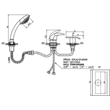 Смеситель на борт ванны Rav Slezak (Рав Слезак) Dunaj D474.5Y, хром