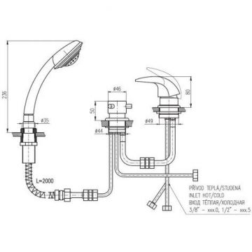 Смеситель на борт ванны Rav Slezak (Рав Слезак) Dunaj D475.5P, хром