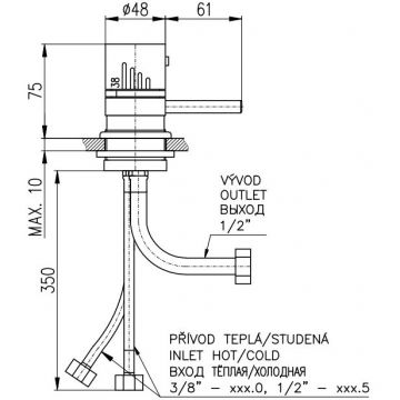 Смеситель на борт ванны Rav Slezak (Рав Слезак) Dunaj Termostat DT268.5, хром