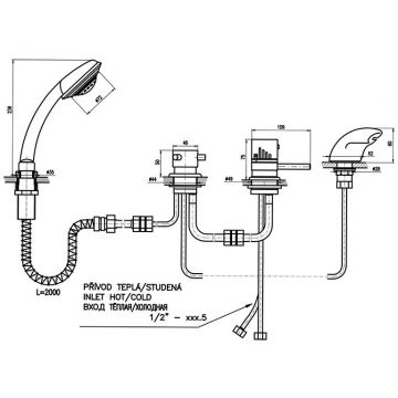 Смеситель на борт ванны Rav Slezak (Рав Слезак) Dunaj Termostat DT270.5P, хром