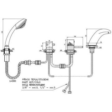 Смеситель на борт ванны Rav Slezak (Рав Слезак) Dunaj Termostat DT271.5PZ, золото