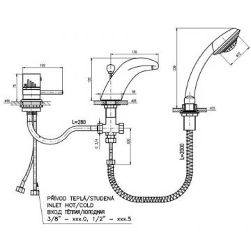 Смеситель на борт ванны Rav Slezak (Рав Слезак) Dunaj Termostat DT271.5S, хром