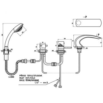 Смеситель на борт ванны Rav Slezak (Рав Слезак) Dunaj Termostat DT272.5PZ, золото