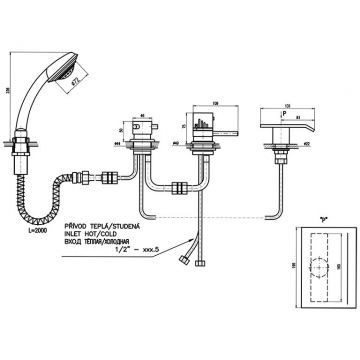 Смеситель на борт ванны Rav Slezak (Рав Слезак) Dunaj Termostat DT274.5P, хром