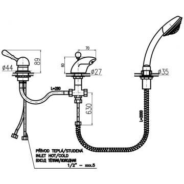 Смеситель на борт ванны Rav Slezak (Рав Слезак) Labe L070.5SSM, бронза