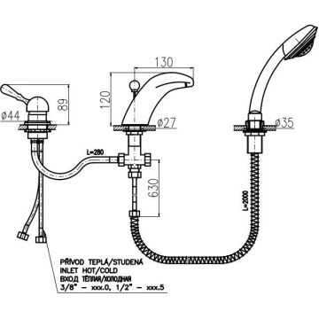 Смеситель на борт ванны Rav Slezak (Рав Слезак) Labe L071.5SSM, бронза