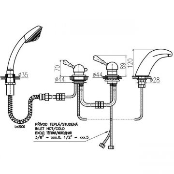 Смеситель на борт ванны Rav Slezak (Рав Слезак) Labe L571.5PSM, бронза