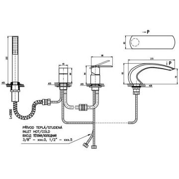 Смеситель на борт ванны Rav Slezak (Рав Слезак) Loira LR572.5PZ, золото