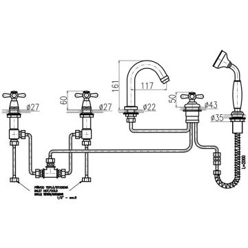 Смеситель на борт ванны Rav Slezak (Рав Слезак) Morava MK162.5PZ, золото