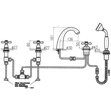 Смеситель на борт ванны Rav Slezak (Рав Слезак) Morava MK176.5P, хром
