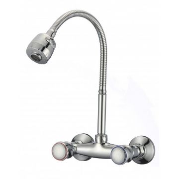Смеситель для кухни настенный с гибким изливом D-Lin (Д-Лин) D142811-T, хром