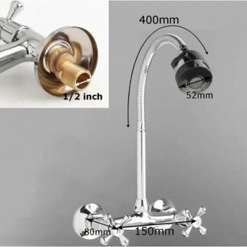 Смеситель для кухни настенный с гибким изливом D-Lin (Д-Лин) D142811-T, хром