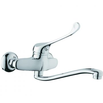 Смеситель для кухни настенный с хирургической ручкой D-Lin (Д-Лин) D141427, хром
