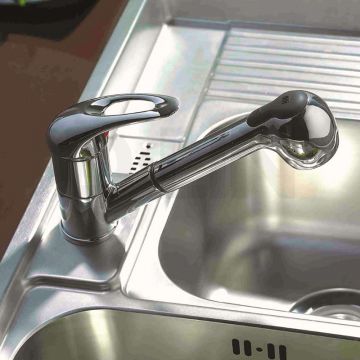 Смеситель для кухни с выдвижной лейкой и режимом душ D-Lin (Д-Лин) D158602, хром