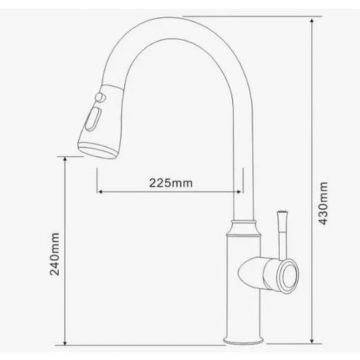 Смеситель для кухни с выдвижным изливом D-Lin (Д-Лин) H155315-T, сатин
