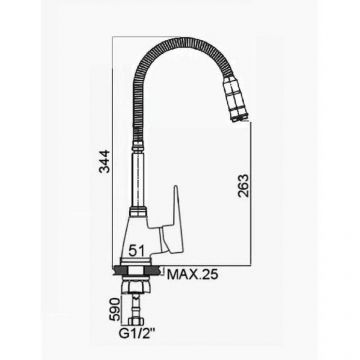 Смеситель для кухни с гибким изливом D-Lin (Д-Лин) D150362-Q, хром