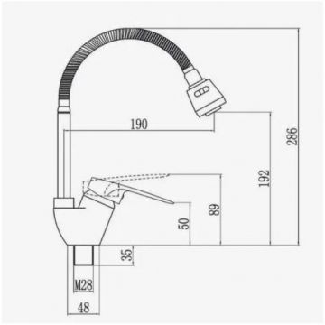 Смеситель для кухни с гибким изливом D-Lin (Д-Лин) D150422-4T, хром/красный