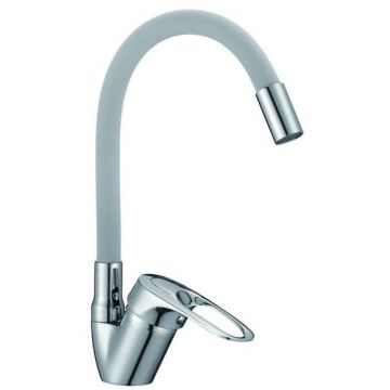 Смеситель для кухни с гибким изливом D-Lin (Д-Лин) D150628-2C, хром/серый