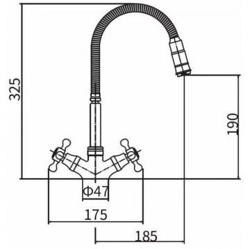 Смеситель для кухни с гибким изливом D-Lin D151807-Q, хром
