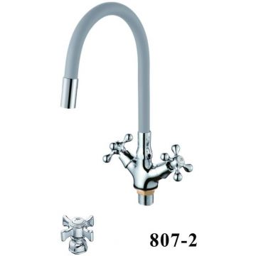 Смеситель для кухни с гибким изливом D-Lin (Д-Лин) D153807-2, хром/серый