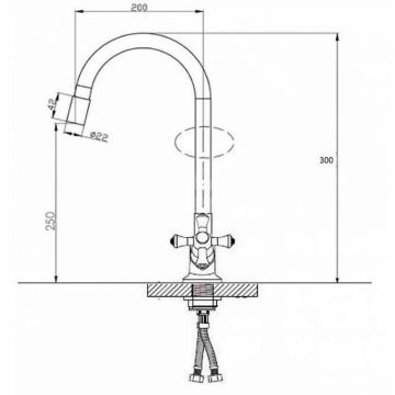 Смеситель для кухни с гибким изливом D-Lin (Д-Лин) D153807-5, хром/зеленый