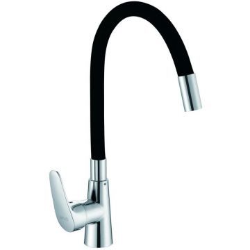Смеситель для кухни с гибким изливом D-Lin (Д-Лин) D155302-1, хром/черный