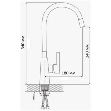 Смеситель для кухни с гибким изливом D-Lin (Д-Лин) D155302-2, хром/серый