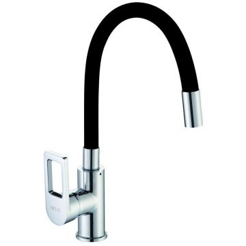 Смеситель для кухни с гибким изливом D-Lin (Д-Лин) D155308-1, хром/черный