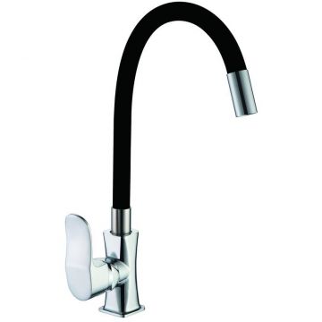 Смеситель для кухни с гибким изливом D-Lin (Д-Лин) D155318-1, хром/черный