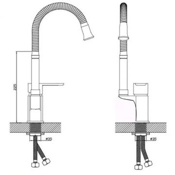 Смеситель для кухни с гибким изливом D-Lin (Д-Лин) D155460-Q, хром