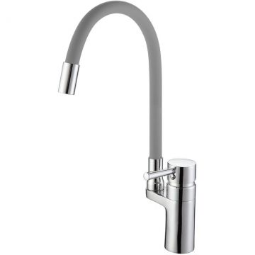 Смеситель для кухни с гибким изливом D-Lin (Д-Лин) D157315-2, хром/серый