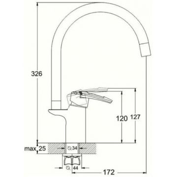 Смеситель для кухни с гибким изливом D-Lin (Д-Лин) D157315-2, хром/серый