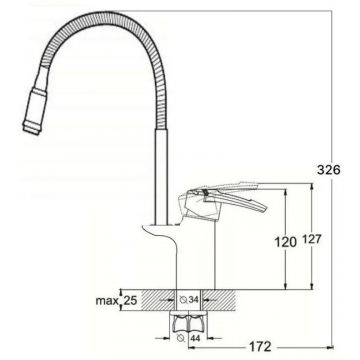 Смеситель для кухни с гибким изливом D-Lin (Д-Лин) D157315-Q, хром