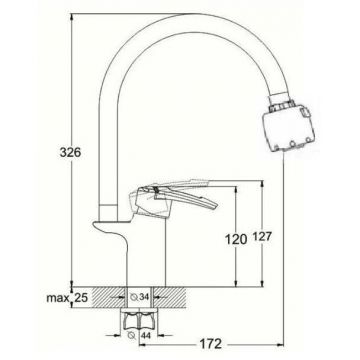 Смеситель для кухни с гибким изливом D-Lin (Д-Лин) D157315-T, хром