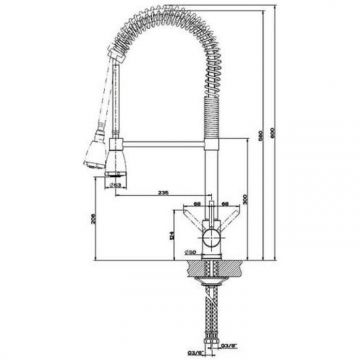 Смеситель для кухни с гибким изливом D-Lin (Д-Лин) D159315-2, хром