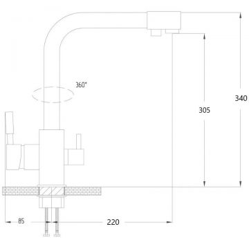Смеситель для кухни с подключением фильтра воды D-Lin (Д-Лин) D159315-1, хром