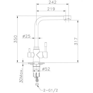 Смеситель для кухни с подключением фильтра воды D-Lin (Д-Лин) H159315-1, сатин