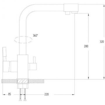 Смеситель для кухни с подключением фильтра для воды D-Lin (Д-Лин) D159315-1C, белый