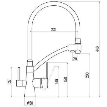 Смеситель для кухни с подключением фильтра для воды D-Lin (Д-Лин) D159317-A, черный