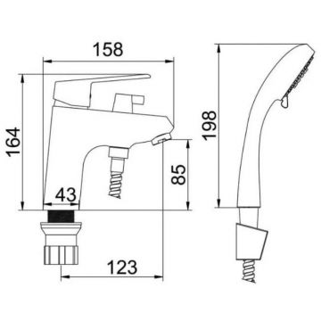 Смеситель для раковины с душевой лейкой D-Lin (Д-Лин) D131302-2, хром