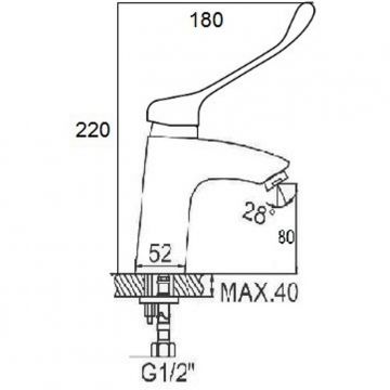 Смеситель для раковины с хирургической ручкой D-Lin (Д-Лин) D110427, хром