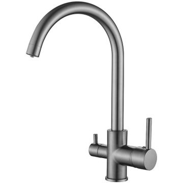 Смеситель для кухни с подключением фильтра BELZ (БЕЛЗ) B76801-3, вороненая сталь