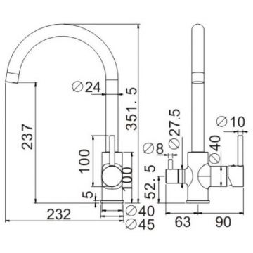 Смеситель для кухни с подключением фильтра BELZ (БЕЛЗ) B76801-3, вороненая сталь